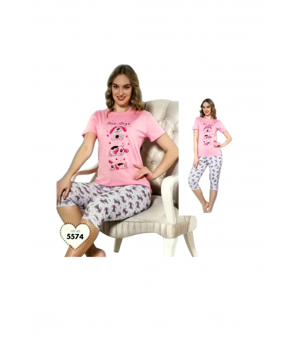 Дамска пижама с къс ръкав 5574